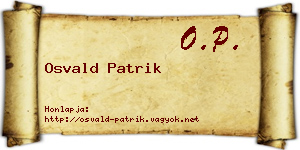 Osvald Patrik névjegykártya